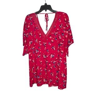 Lane Bryant Floral Short Sleeve V Neck Magenta Bright Fun Top Size 18/20 New